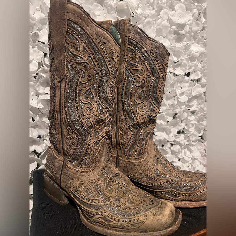 Embroidered Brown Heeled Boots - image 2